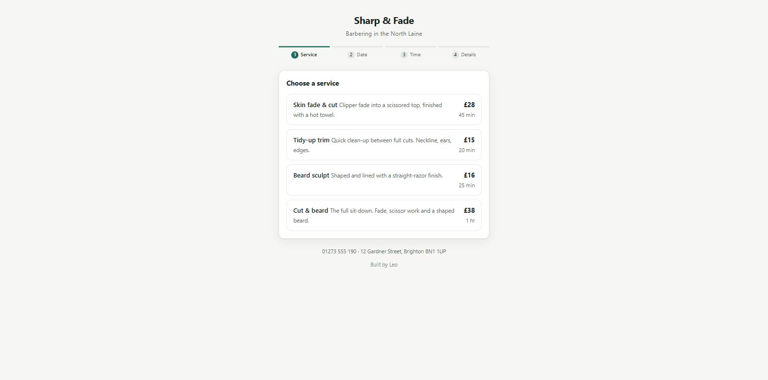 Preview of the booking tool