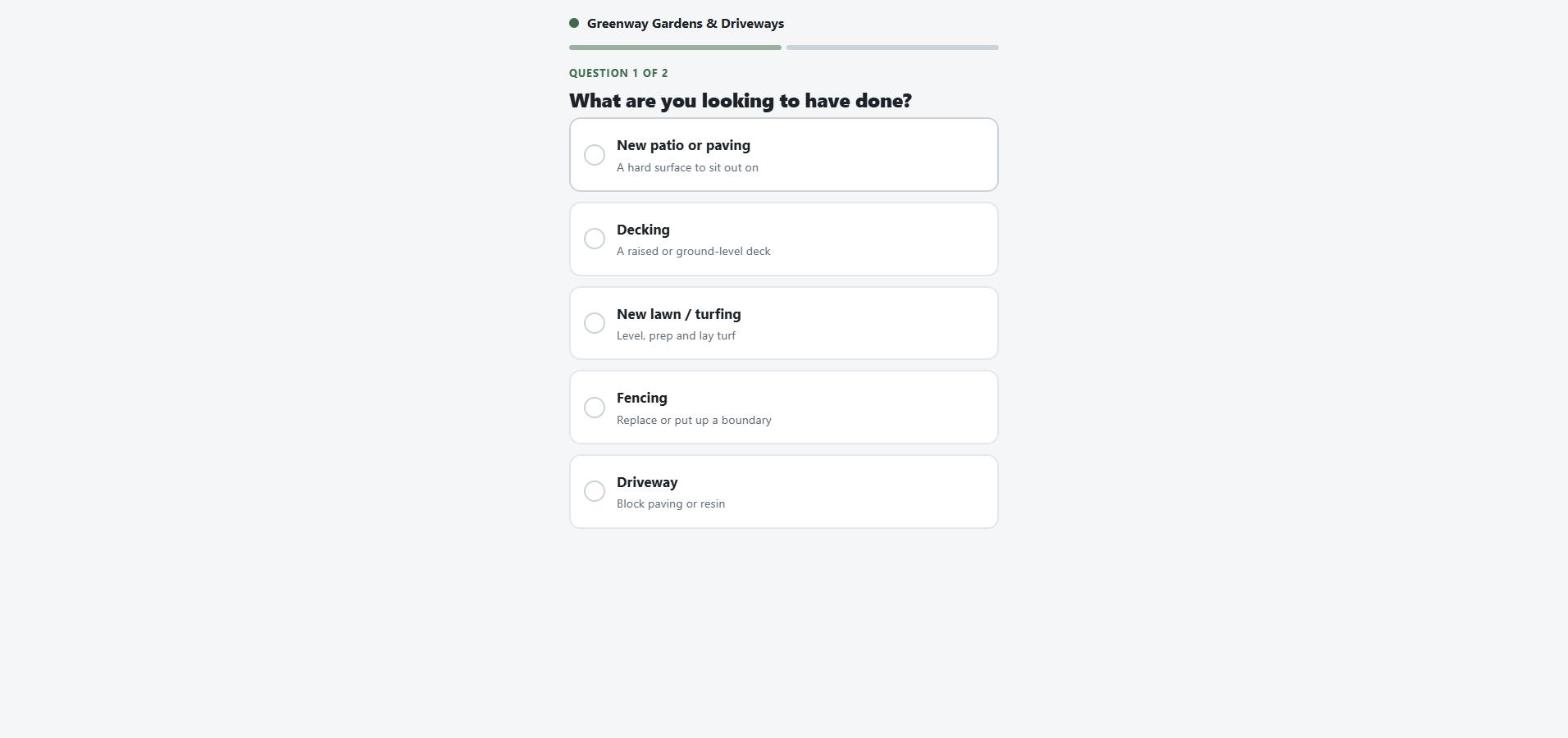 Preview of the instant estimate calculator