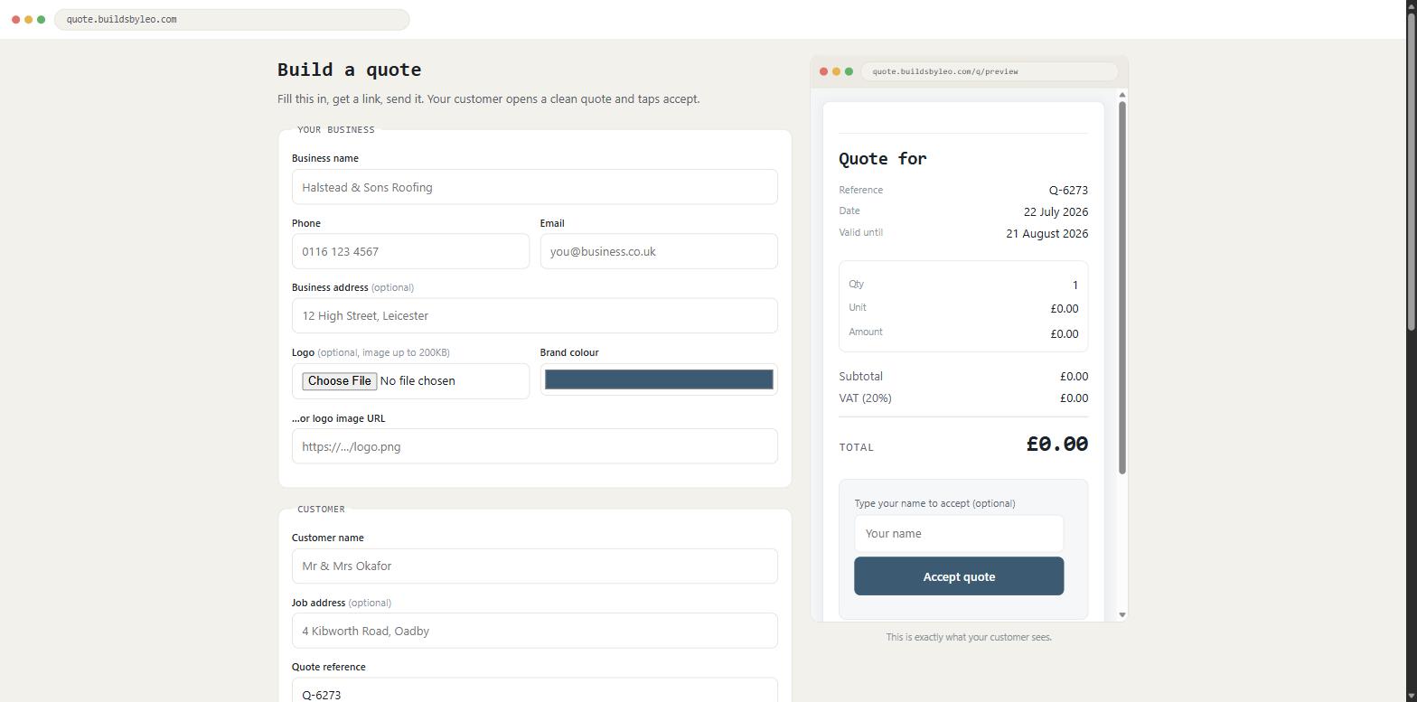 Preview of the quote link generator