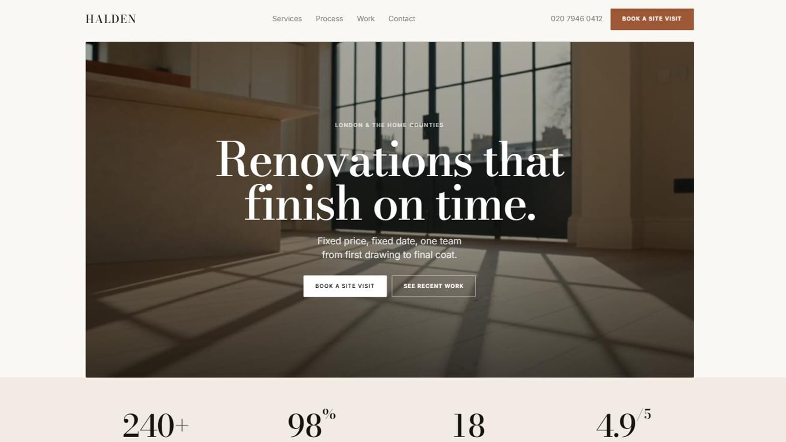 The Halden website, open at the home page
